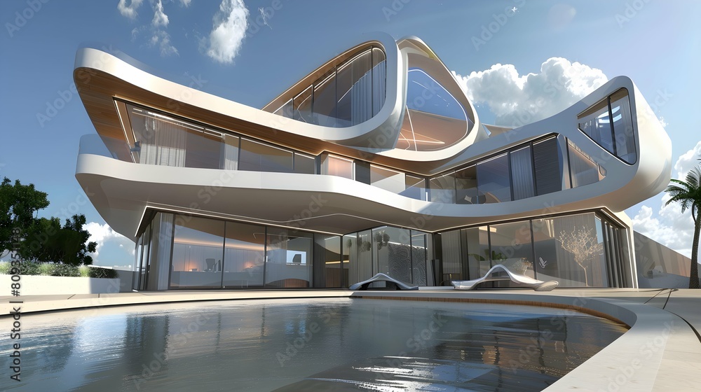 Fototapeta premium modern architecture. modern white building in abstract form.