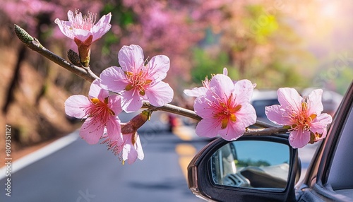 sakura flowers blooming in springtime a bunch of wild himalayan cherry blossom pink flowers on tree twig
