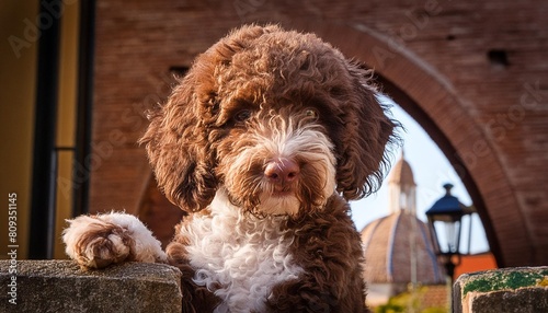 puppy lagotto romagnolo posing wonderfully for the picture