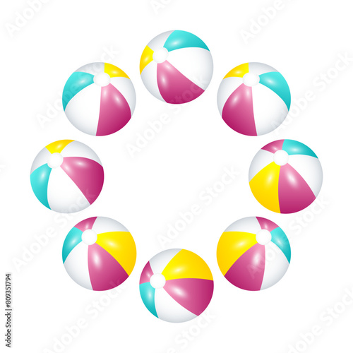 Beach ball round shape, abstract holiday, sport background, vector illustration.
