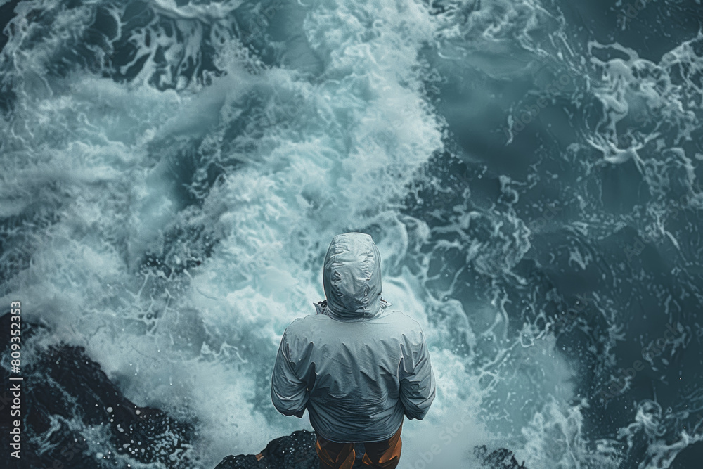 Obraz premium The fear of failure that gnaws at the back of your mind, making it difficult to take risks or pursue your goals. Concept of self-doubt. Generative Ai.