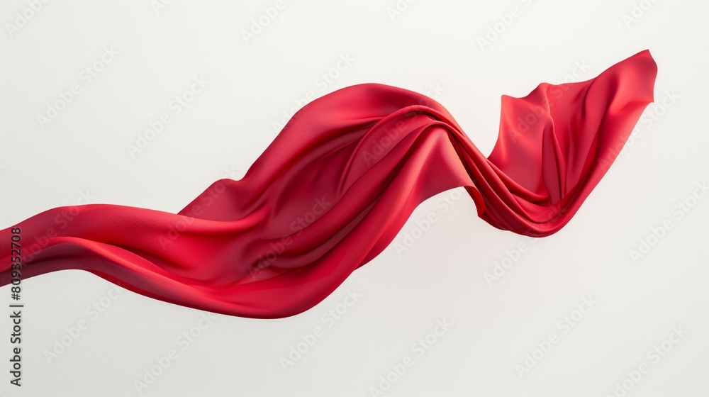 Elegant red silk fabric flowing gracefully against a white background. Elegant red silk fabric flowing gracefully against a white background.