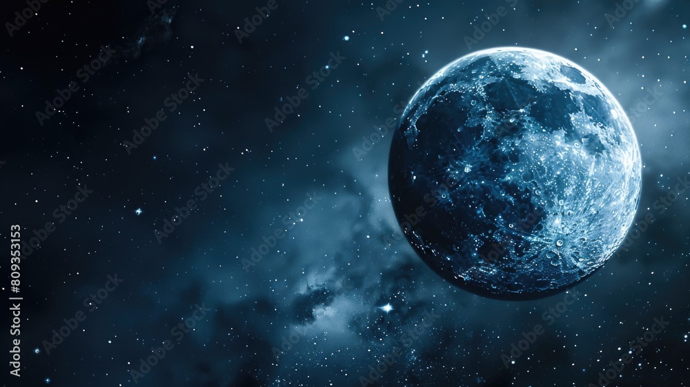 Fototapeta premium Celestial body resembling planet set against starry space backdrop