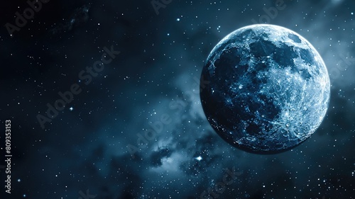 Celestial body resembling planet set against starry space backdrop