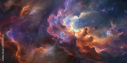 Space galaxy cloud nebula background © LeonPhoto