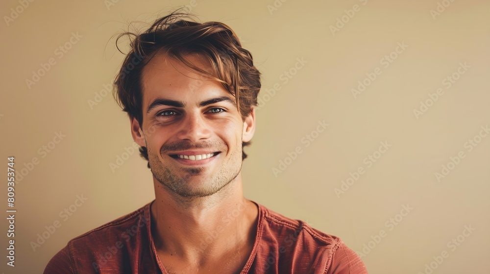 Happy man adult face caucasian isolated background handsome confidence portrait casual guy young person attractive