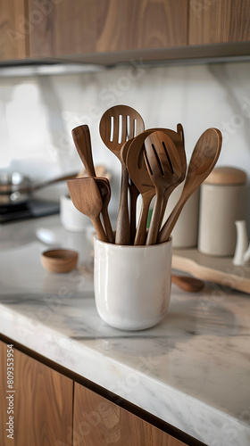 Stoneware Kitchen Utensils amid a Modern Kitchen Setting: Sophistication meets Functionality