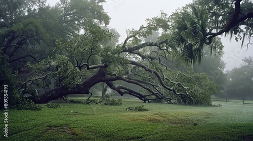 Trees Battling Hurricane Winds