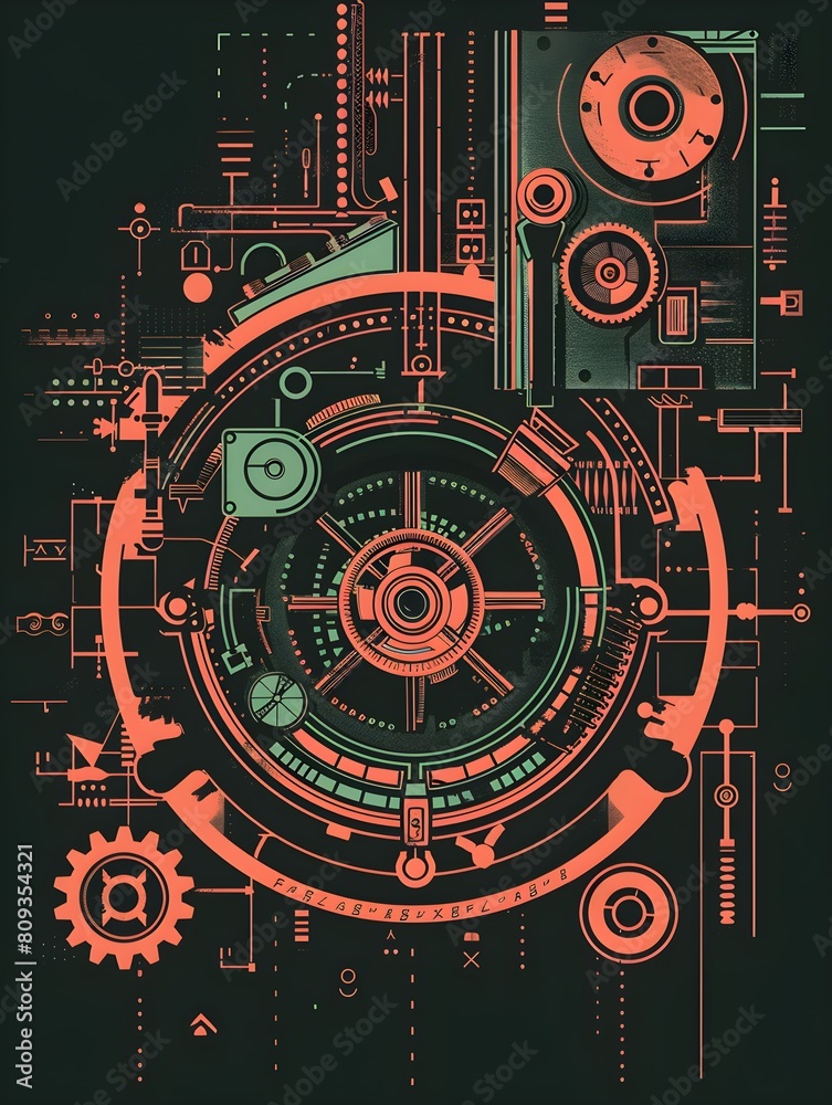 Futuristic Gear Illustration: Minimal Design Element Futuristic Gear Illustration: Minimal Design Element