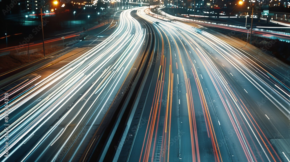 Fototapeta premium Night highway light trails