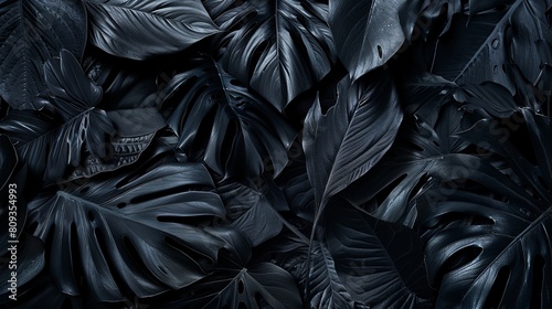 Abstract Black Leaves Background