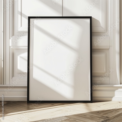 Frame mockup, ISO A paper size. Home Office wall poster mockup. Interior mockup with office background. Modern interior design. 3D render
