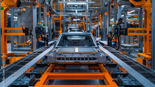 Electric Car Production Line in Modern Factory