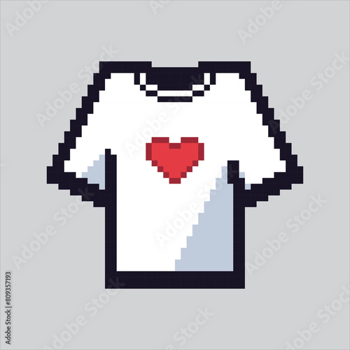 Pixel art illustration T-Shirt. Pixelated TShirt. T-Shirt Fashion pixelated for the pixel art game and icon for website and video game. old school retro.