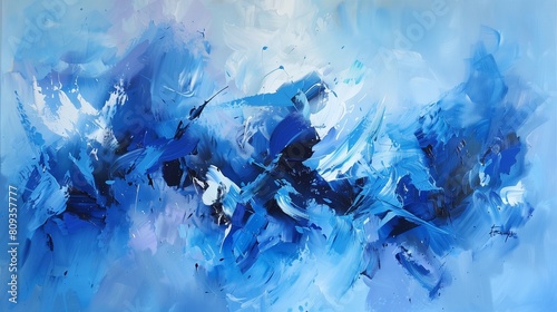 blue abstract acrylic painting on canvas