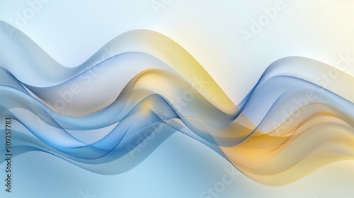 Harmonious Waves in Shades of Blue and Golden Yellow Creating a Calm Abstract Visual