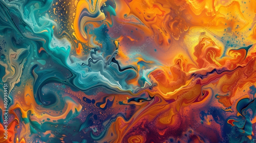 Color Splash series. Background design of fractal paint and rich texture on the subject of imagination, creativity and art