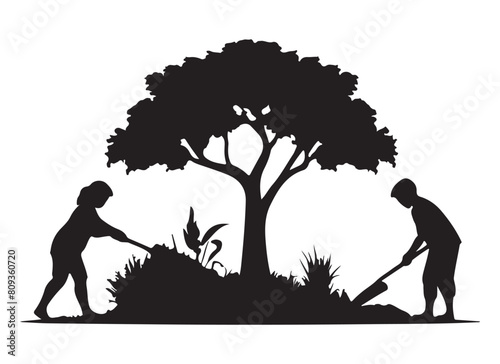 Harmony in Silhouette - Cultivating Life, Nurturing Earth's Future. EPS 10.