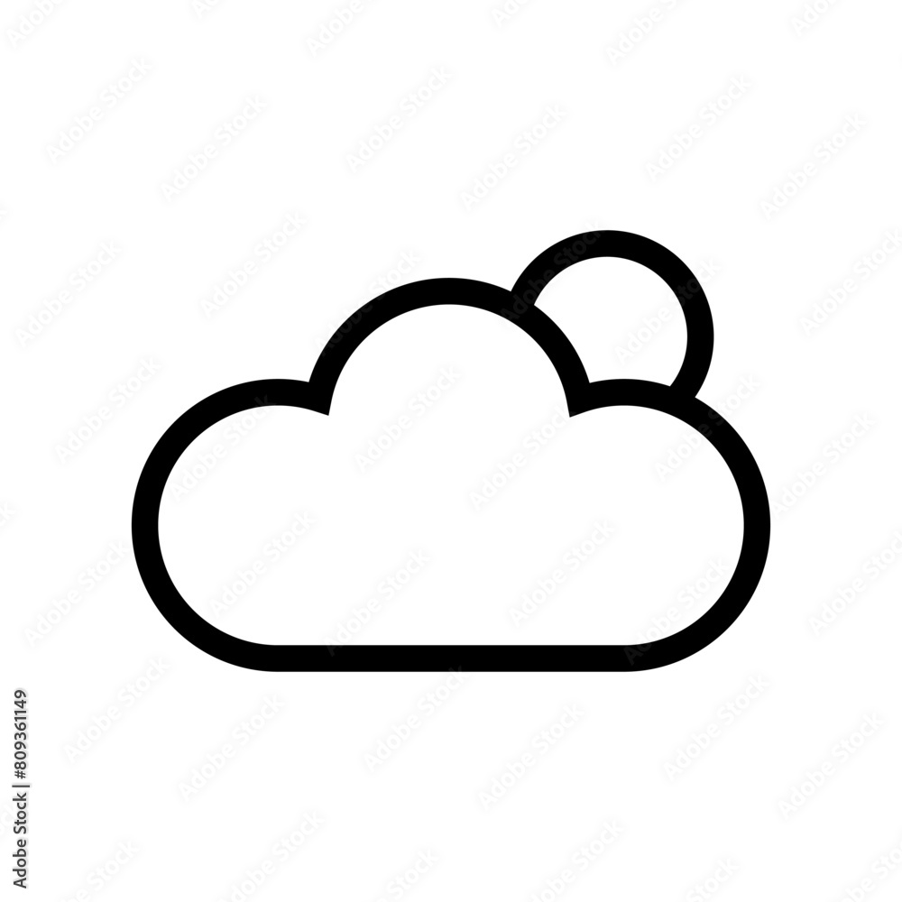 Simple cloud outline. Weather Vector icon. Black line art. Isolated cloud shape. Simple cloud outline. Weather Vector icon. Black line art. Isolated cloud shape.