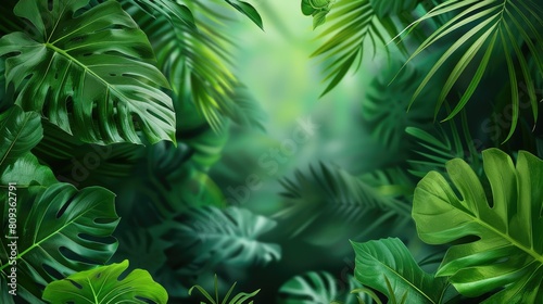 Nature leaves  green tropical forest  illustration concept AI generated