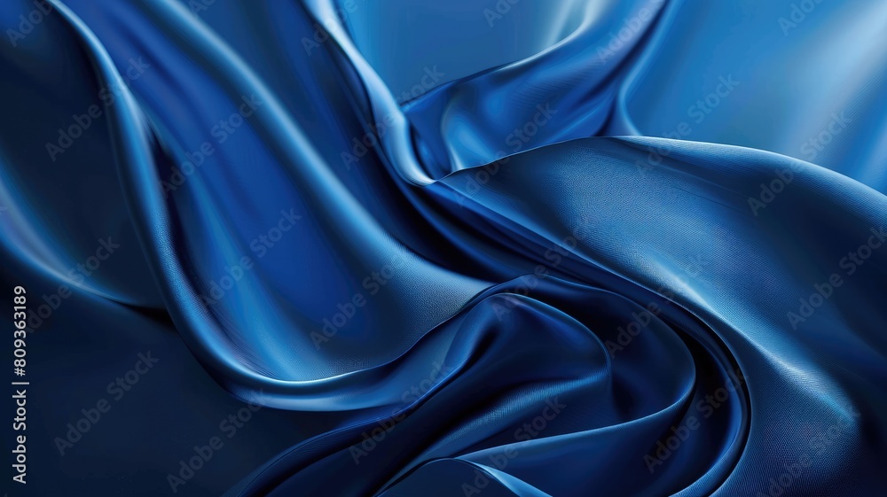 Obraz premium Close-up of luxurious, smooth blue fabric with elegant waves and folds
