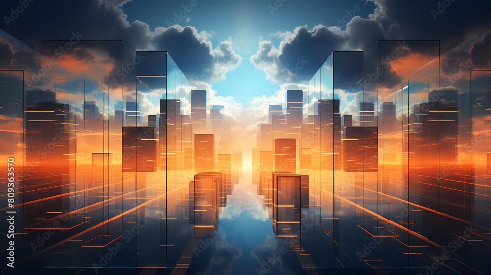 Fototapeta premium 3D rendering of city skyline