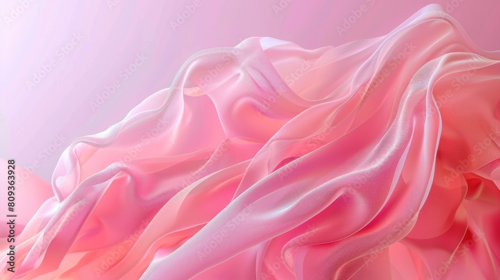 Smooth pink fabric with soft folds on gentle gradient background