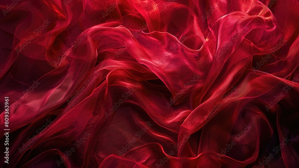 Obraz premium Textured red fabric with undulating folds creating abstract pattern