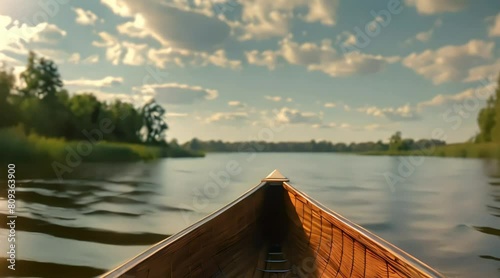 canoe on the river facing the sky. 4k video photo