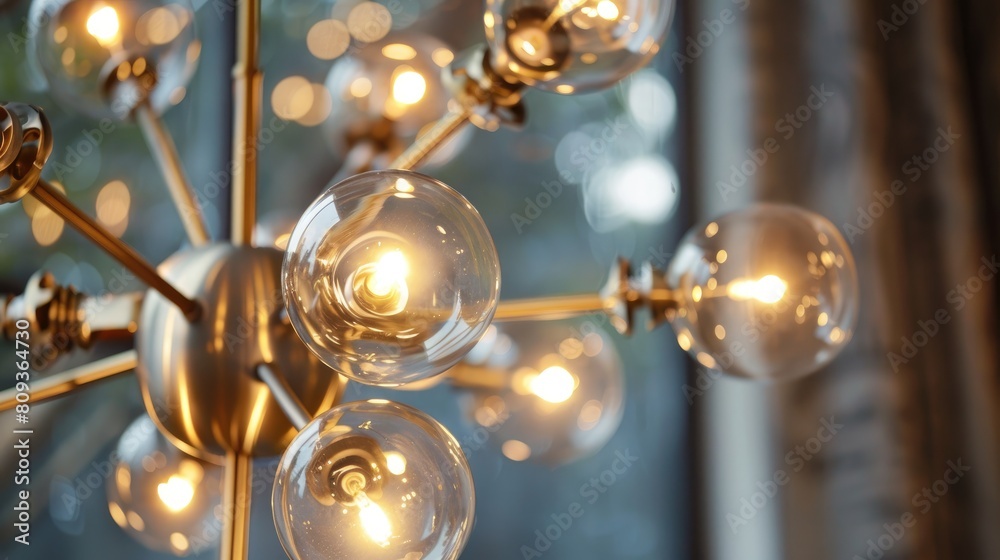 Obraz premium The chandelier with 8 light bulbs and a gold finish