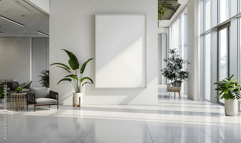 mockup frame in a light, airy office interior. Focus on simplicity and clean lines for an elegant aesthetic mockup frame in a light, airy office interior. Focus on simplicity and clean lines for an elegant aesthetic