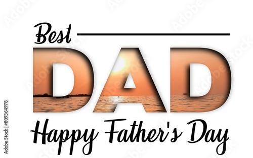 Happy Father's Day paper cut card template background of dad with sunrise. Modern 3D papercut decoration for father's gifts or family holiday celebrations. Best dad forever. White texture background.