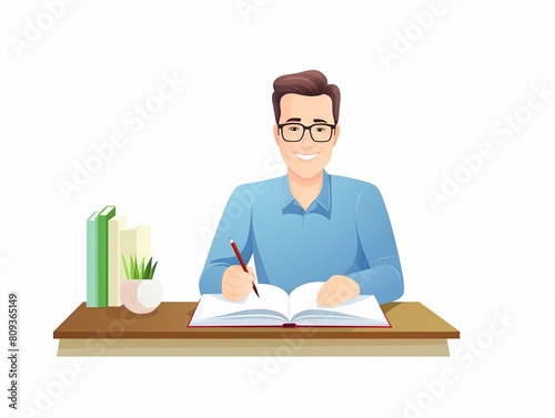 Book signing clipart with an author autographing books, high detailed, clean sharp focus illustrations , cartoon, flat design photo