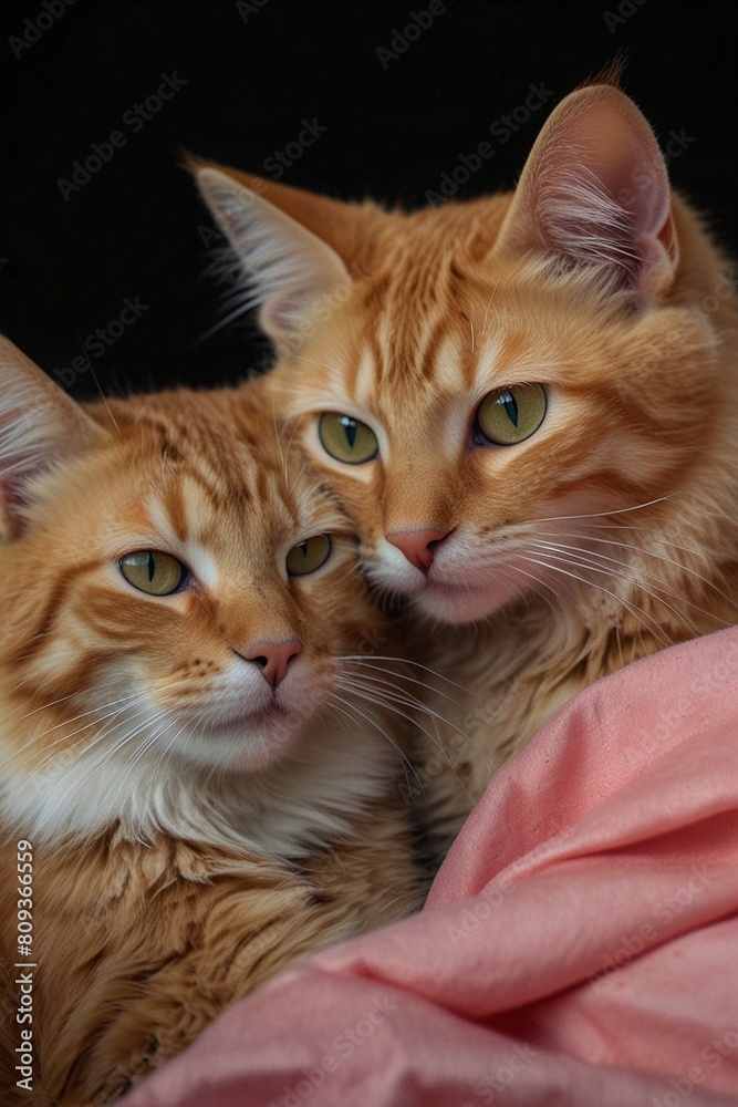 Two Cats Embrace Tenderly and Full of Affection, Capturing the Essence of Furry Art's Charm Two Cats Embrace Tenderly and Full of Affection, Capturing the Essence of Furry Art's Charm