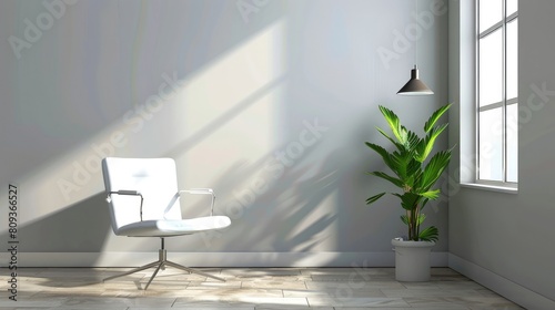 Cozy business interior with chill and conference room  window. Mock up wall realistic