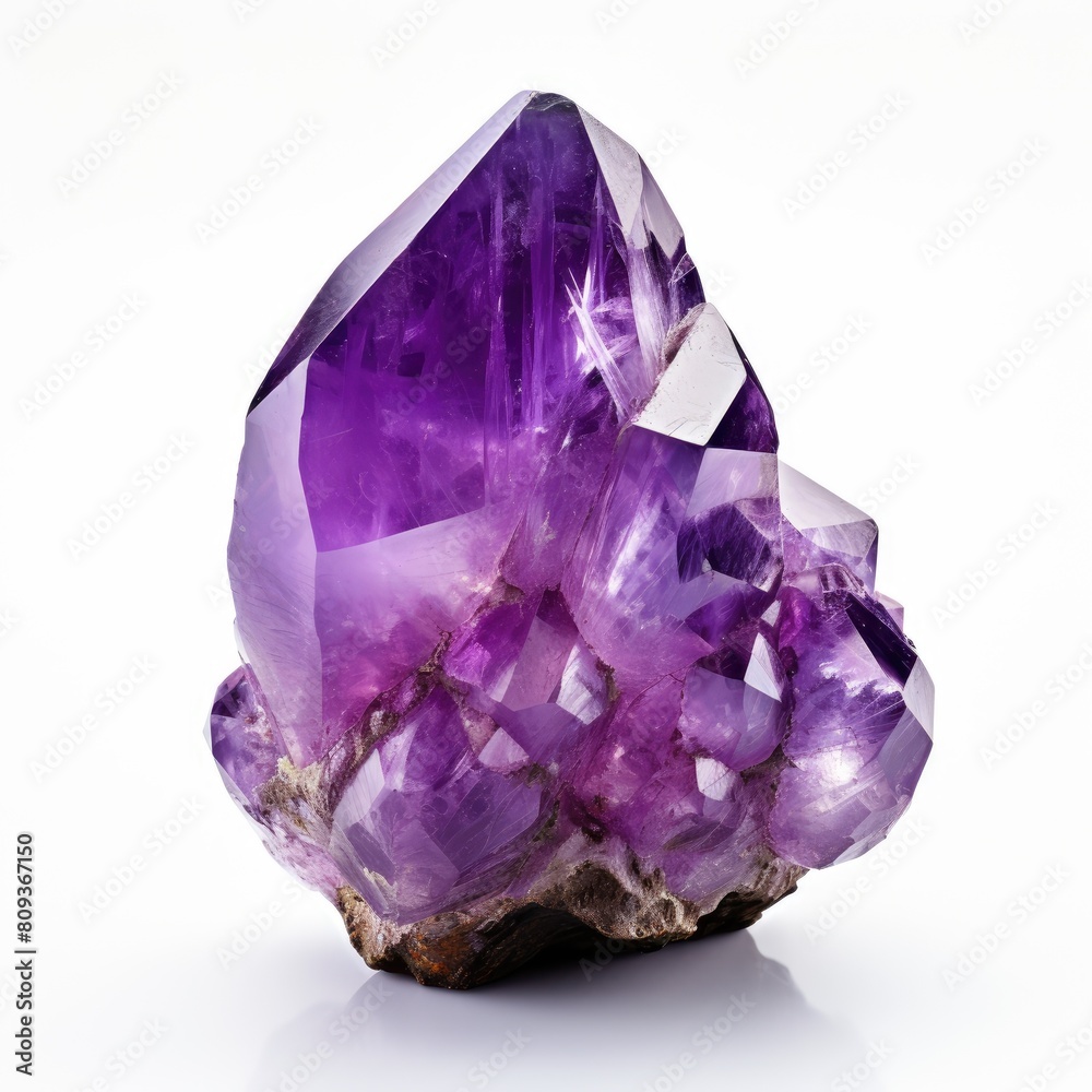 A shiny amethyst nugget with a vibrant purple hue, isolated on a white background, Ai Generated A shiny amethyst nugget with a vibrant purple hue, isolated on a white background, Ai Generated