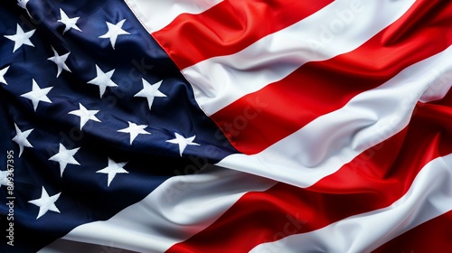 Vibrant American flag closeup with clear background, Ai Generated