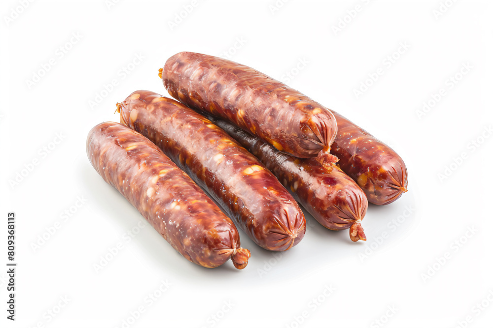 a group of sausages sitting on top of a white surface a group of sausages sitting on top of a white surface