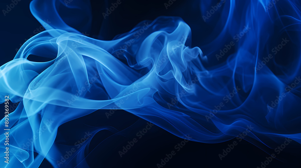 Abstract blue smoke wavy lines