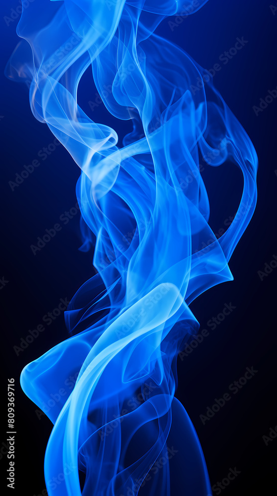 Obraz premium Abstract blue smoke wavy lines
