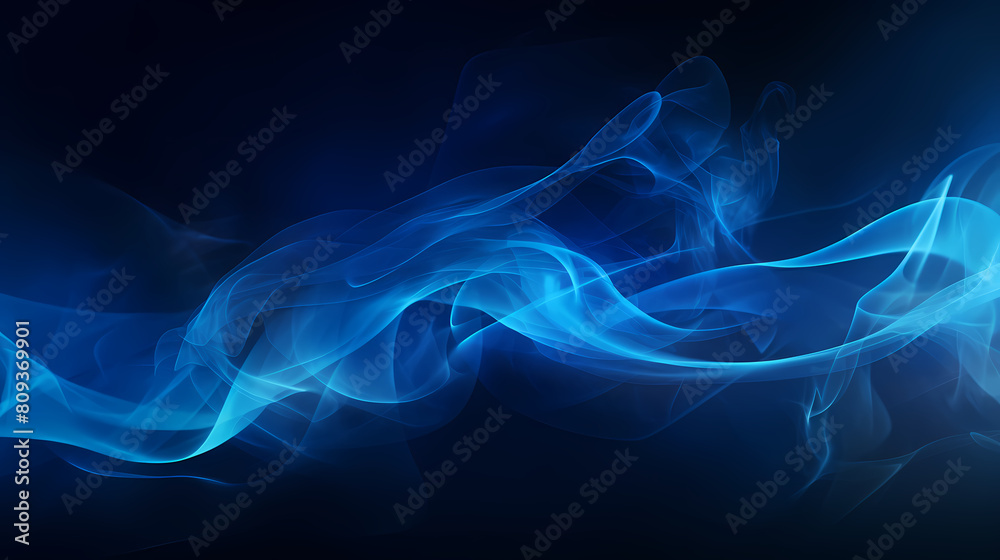 Obraz premium Abstract blue smoke wavy lines