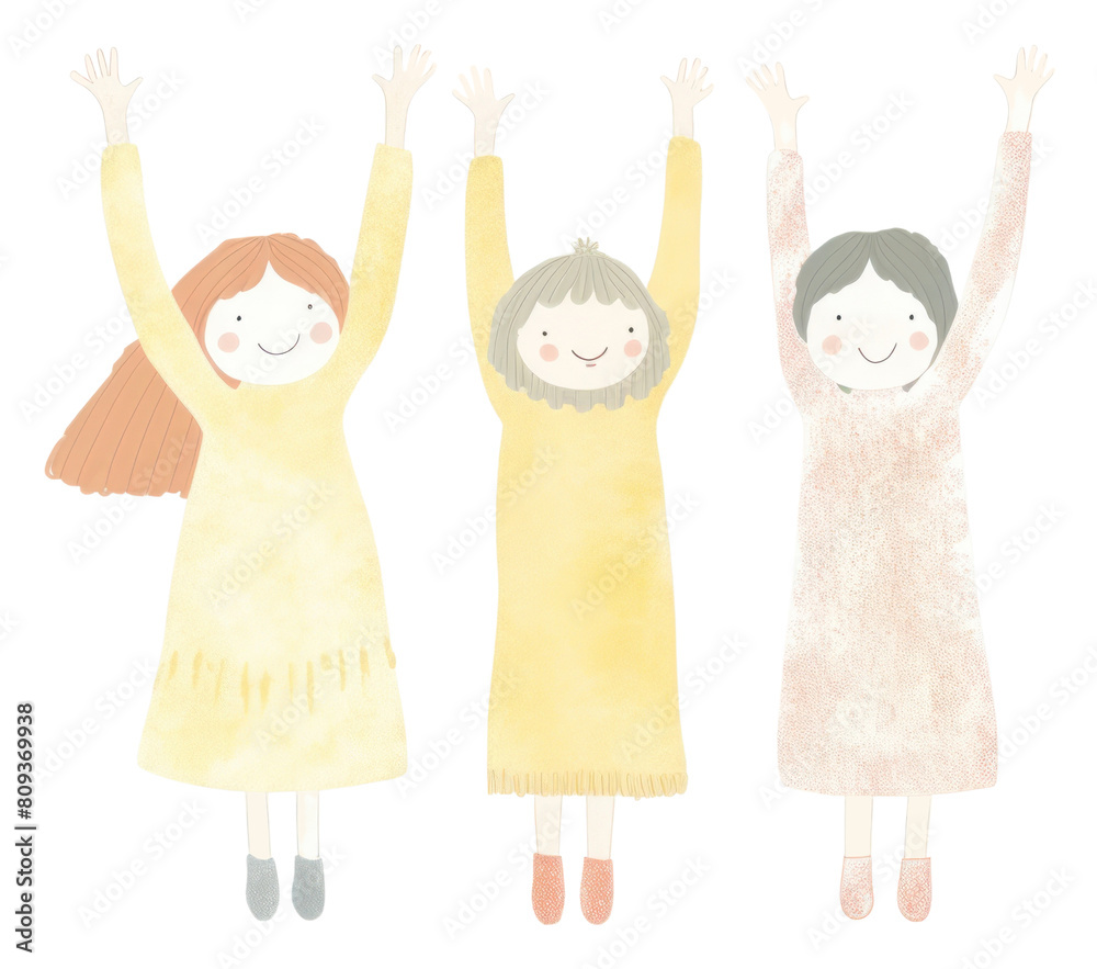 PNG Girl group character put hand up adult child representation. AI generated Image by rawpixel. PNG Girl group character put hand up adult child representation. AI generated Image by rawpixel.