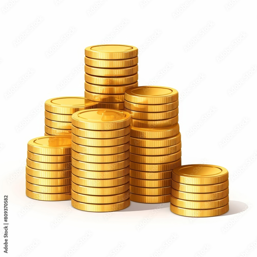 Flat vector illustration of stacked coins icon, Ai Generated