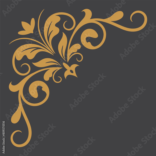 Golden Vintage Corner Ornament.Golden Border ornament.Suitable for wedding invitation card. classic frame corner ornament.