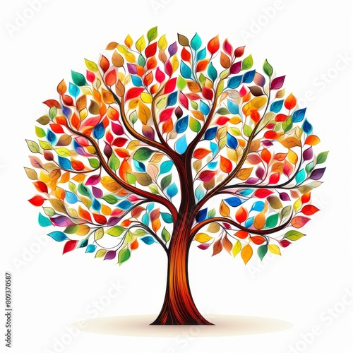 Vibrant art tree design isolated on a white background  Ai Generated