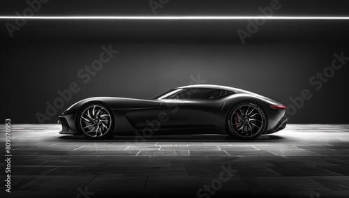 Against the backdrop of nothingness, the supercar emerges as a beacon of minimalist excellence, its sleek silhouette cutting through the void with purpose.