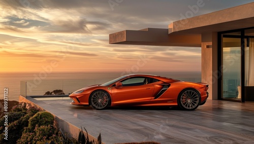 In the absence of distractions, the supercar commands attention, its minimalist design speaking volumes against the purity of the backdrop. photo