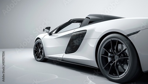 Shadows caress the contours of the supercar, accentuating its minimalist design against the purity of the white background.