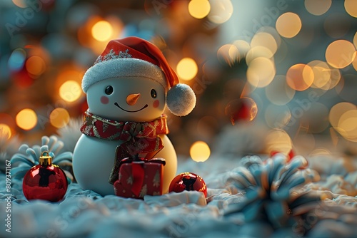 Whimsical Christmas decorations depicted in a Cinema 4D style, showcasing object portraiture expertise. photo