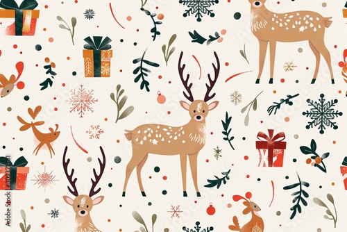 Experience festive joy with a charming Christmas seamless pattern vector filled with playful elements.